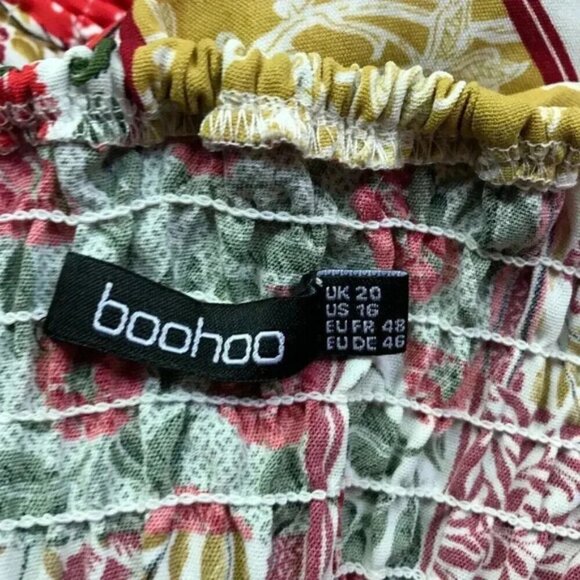 BOOHOO Bandana Floral Patchwork Off The Shoulder Top NEW US 16 (Large) - Picture 8 of 10